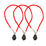 3 Black Hamsa Red String Bracelets with Shema Israel