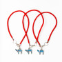 3 Red String Bracelets with Teal Chai pendants
